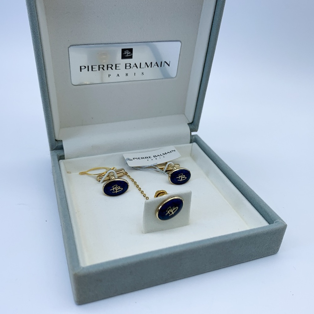 Vintage Pierre Balmain Paris Cufflinks and Tie Pin Set